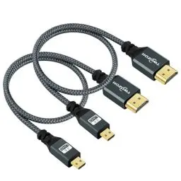 Produktbild: Twozoh Micro HDMI Kabel auf HDMI 0,3M 2 Stück, Nylon Geflochten HDMI Kabel A auf Micro HDMI D Unterstützt 3D 4K/60Hz 2.0 1080p für GoPro Hero7/8/9 Raspberry Pi 4