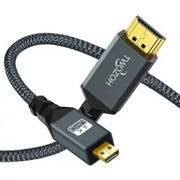 Produktbild: Twozoh Micro HDMI auf HDMI Kabel 5M, High-Speed HDMI auf Micro HDMI geflochtene Schnur Unterstützung 3D 4K/60Hz 1080p
