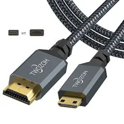 Produktbild: Twozoh Mini HDMI auf HDMI Kabel 2M, geflochtenes HDMI auf Mini HDMI Kabel, unterstützt 3D, 4K/60Hz, 1080p, 720p