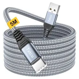 Produktbild: Txtcu USB C Kable 5M, Extra Lang USB C Ladekabel Nylon PS5 Controller Ladekabel USB Typ C Kable für Samsung Galaxy S22/S21/S20,Note 10 9 8,PS5,LG V30 V20 G6 G5,Moto,Huawei P30 Mate30,Sony Xperia XZ