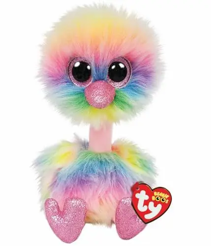 Produktbild: TY Asha Strauß Beanie Boos Mittelgroß, Beanie Baby Weiches Plüschtier, Sammelbares Kuscheliges Stofftier