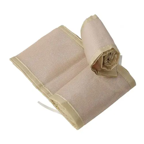 Produktbild: TYCIONG Baby-Bettumrandung, Atmungsaktive Mesh-Einlage für Große Kinderbetten, Bettumrandung, Höhenverstellbare Baby-Mesh-Bettumrandung (Beige)