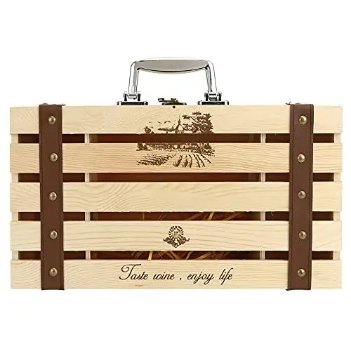 Produktbild: Tyenaza Wein-Geschenkbox, 2 Flaschen Holz-Weinbox, ausgehöhlter, gerader Bar-Weinbox-Behälter für Likör und Champagner