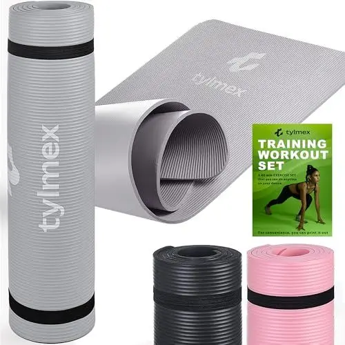 Produktbild: Tylmex NBR YogaMatte Rutschfest mit Tragegurt und Trainingsset - Dicke Yoga Matte - Gymnastikmatte für Workout und Heimtraining - Sportmatte