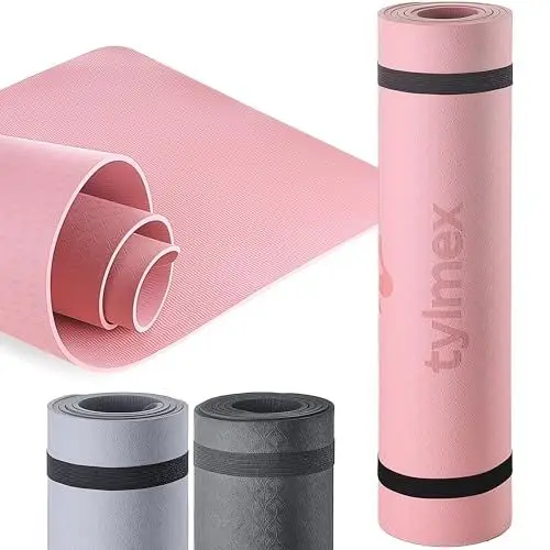 Produktbild: Tylmex Yogamatte Dünn 0,6cm TPE Rutschfest Umweltfreundlich Leicht und Tragbar Ideal für Yoga Pilates Fitness und Gymnastik Matte für Zuhause und Outdoor Rosa