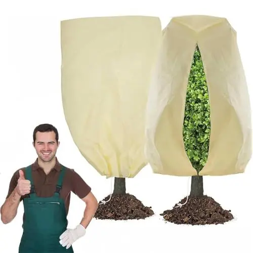 Produktbild: tyokas 2 Stück Winterschutz für Pflanzen 80x120cm Winterzelt Pflanzen Wiederverwendbar Pflanzen Frostschutzhaube Mit Reißverschluss und Kordelzug Ideal zum Schutz von Kübelpflanzen vor Frost(Beige)