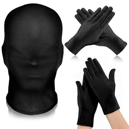 Produktbild: tyokas Halloween Masken 3 Stück Halloween Vollgesichtsmaske Black Mask Spandex Kopfmaske Unisex Gesichtslose Maske mit Schwarzen Handschuhen Perfekt für Halloween, Cosplay, Dekoration und Mehr