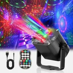 Produktbild: Tyonto Discokugel,Musikgesteuert Discolicht Partylicht 60 Verschiedene Muster Strobe-Effekt Partylicht Mit Fernbedienung und 2M USB für Familie disco Party licht kinder Fest Klub Geburtstag Hochzeit