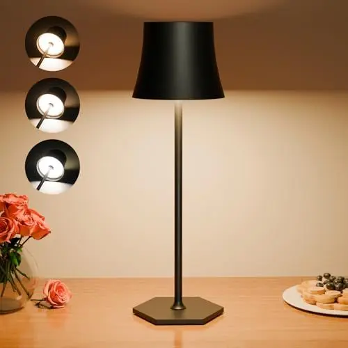 Produktbild: Tyonto LED Tischlampe Kabellos Dimmbar 3 Farbtemperatur Touch Akku Abnehmbar IP54 5000mAh Schnell Aufladbar Usb Lampe Für Indoor und Outdoor Geeignet Restaurant Schlafzimmer Camping