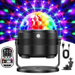 Produktbild: Tyonto RGBP discokugel Partylicht für Feier.15 Farben licht,Discolicht Timer-Funktion,Musikgesteuert, Disco 360° drehbar und mit 4M/13ft USB-Kabel. Mini Discolicht für DJ und Party diskokugel