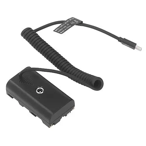 Produktbild: Typ C zu NP F970 F750 F570 F550 Wechselstromadapter, Typ C Schnelllade-DC-Koppler-Dummy-Akku, Unterstützt DCRVX2100 HDRFX1, Atomos V-, LED-Leuchten