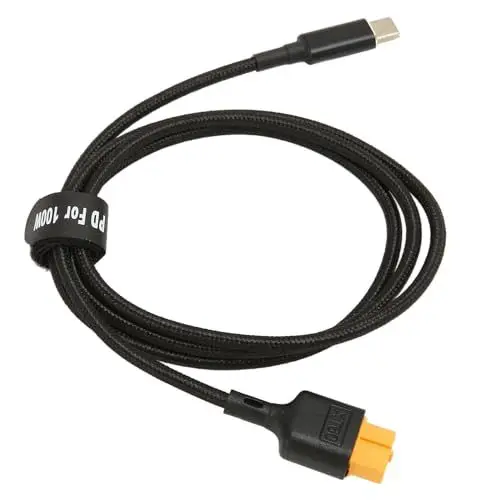 Produktbild: Typ-C-auf-XT60-Ladekabel, PD 100 W, auf-XT60-Buchse, Ladekabel für Tool Kitrc M7 M6 M6D M8S, Universelle Kompatibilität, Schnelles Aufladen, Premium-Kabel (1m)