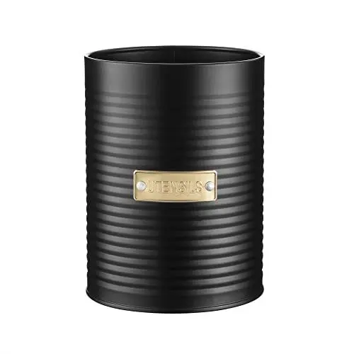 Produktbild: TYPHOON OTTO Kollektion, Utensilienbehälter Schwarz, Dose für Küche Aufbewahrung & Organisation, 1,4 Liter, Praktischer Vorratsbehälter aus Stahl, 11 x 11 x 1,55 cm