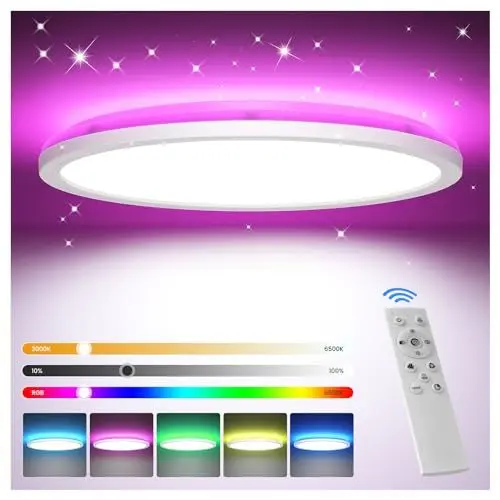 Produktbild: Tyreses LED Deckenleuchte Dimmbar mit Fernbedienung, 24W RGB Farbwechsel LED Deckenlampe, Rund Deckenbeleuchtung 3000K-6500K für Schlafzimmer, Wohnzimmer, Badezimmer, Kinderzimmer, Ø30CM