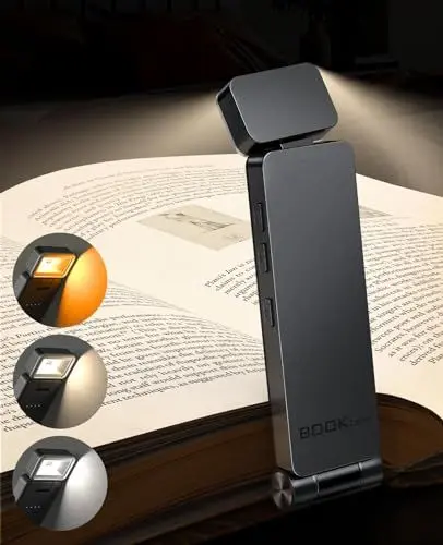 Produktbild: Tyreses Leselampe Buch Klemme, 500mAh USB Wiederaufladbare Buchlampe zum Lesen im Bett, LED Klemmleuchte mit 3 Farben und Stufenlosem Dimmen, Leselicht für Nachtlesen,Buchliebhaber,Kinder,Grün