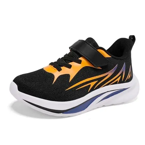 Produktbild: Tysulr Hallenschuhe Kinder Turnschuhe Für Jungen Sportschuhe Mädchen Turnschuhe Mädchen Kinderschuhe Atmungsaktiv Laufschuhe Sneaker Schwarz Orange 36EU