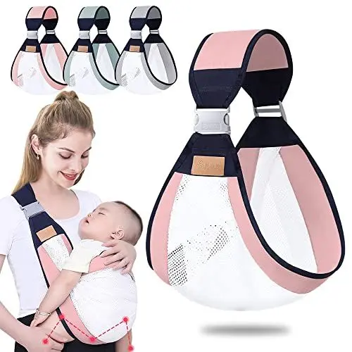 Produktbild: Tyuodna Tragetuch Baby,Babytrage Neugeborene ab Geburt，Verstellbare Babytragetuch mit Dicken Schultergurten,Tragegurt Baby,Baby Carrier für Babys von 0 bis 36 Monaten (Pink (Mesh))