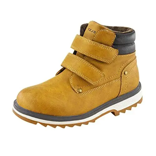 Produktbild: TZJS Unisex Kinder Klassische Stiefel für Jungen Mädchen Baby Winterstiefel Mit Klettverschluss Wasserdicht Stiefeletten Schneestiefel Arbeitsstiefel Herbstschuhe Winterschuhe(Kamel Warm, Numeric_28)