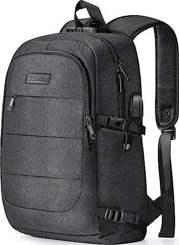 Produktbild: Tzowla Laptop Rucksack Herren und Damen, Reiserucksack Wasserdicht Anti-Diebstahl mit USB-Ladeanschluss und Schloss fur 15,6 Zoll Notebook,Schmaler Business Arbeits Uni Lässiger Tagesrucksack-Schwarz