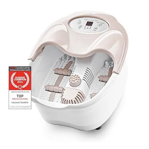 Produktbild: TZS First Austria Fußsprudelbad, Vibrations- und Luftblasenmassage, Infrarot- und Heizfunktion, Fußbad, 450W, 2 Programme, 3 Aufsätze, klappbarer Griff, Aromabox
