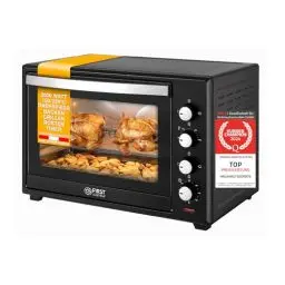 Produktbild: TZS First Austria Minibackofen, 2000 Watt, 60L, mit Innenbeleuchtung, Umluft-Funktion, Drehspieß für 2 Hühnchen, Mini Pizzaofen, herausnehmbares Krümelblech