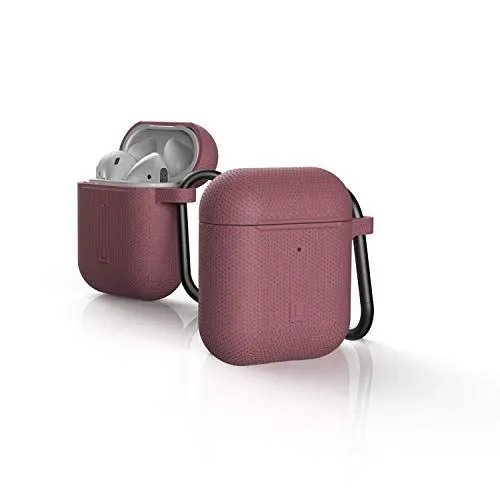 Produktbild: U by UAG (U) DOT Soft-Touch Silikon Hülle Apple Airpods 2 (2019) / Apple Airpods 1 (2016) (Wireless Charging kompatibel (LED sichtbar), Lightning-Anschluss Abdeckung, Karabinerhaken) Dusty Rose