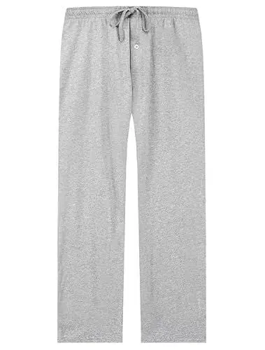 Produktbild: U2SKIIN Pyjamahose Herren lang 100% Baumwolle, Schlafhose Herren Schlafanzughose lang Pyjama Hose Schlafanzug Hose Freizeithose Haushose (Hellgrau Mel., L)