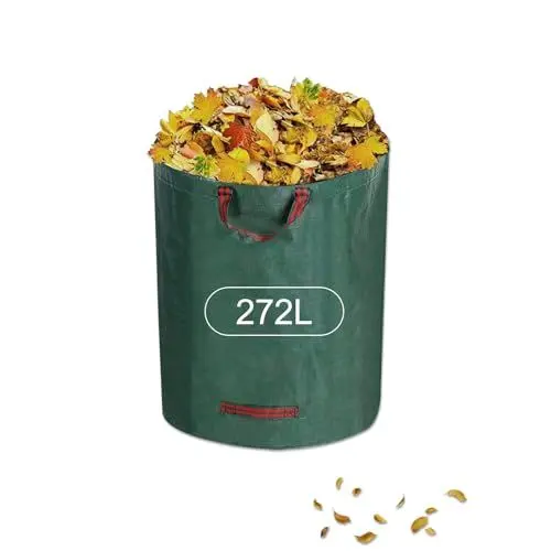 Produktbild: UAMLVCN Gartenabfallsack, 1 × 272L Gartensack mit Griffen, Laubsack Selbststehend 4 Griffe Stabil Robust & Faltbar, Gartenabfallsack Stabil Grünschnittsäcke Faltbar für Gras Laub Hecke Gartenabfall