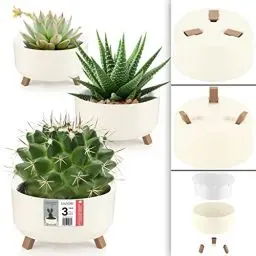 Produktbild: uandu 3er Blumentopf Set, 3 Größen, BPA frei Kunststoff Blumenständer fürs Zuhause, Plant Pot, übertopf, Flower Pot, Pflanzkübel, Pflanztöpfe, Blumentöpfe, Blumentopf Gross, Pflanzentopf Groß