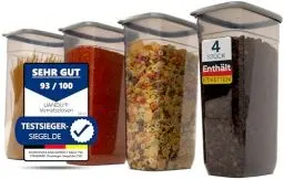 Produktbild: uandu Vorratsdosen mit Deckel Luftdicht 4er Groß Set, Aufbewahrungsbox mit deckel küche für Müsli, Spaghetti, Cornflakes und alle trockenen Lebensmittel, BPA frei, Müsli Aufbewahrung, Müsli behälter