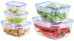 Produktbild: uandu Frischhaltedosen mit Deckel für Lebensmittel, 5er Tupperdosen Set, Vorratsdosen mit Deckel Luftdicht Set, Meal Prep Boxen, Mikrowellengeschirr mit Deckel und Gefriergeeignet, BPA frei Kunststoff