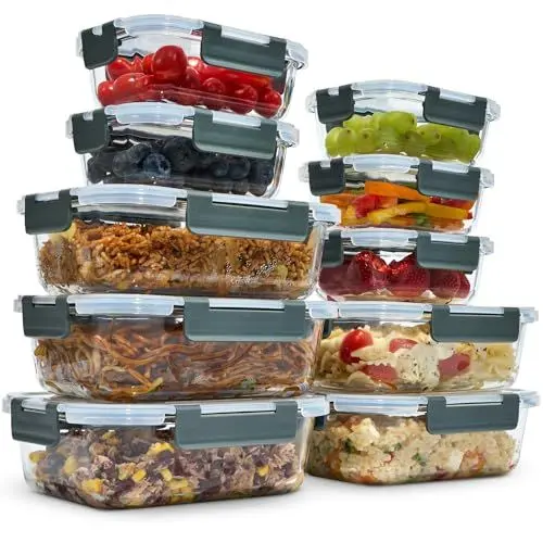 Produktbild: uandu Glasbehälter mit Deckel, 10- teilig, Meal prep Gläser, Frischhaltedosen Glas mit Deckel, Glasdosen mit Deckel Set, Meal prep Boxen