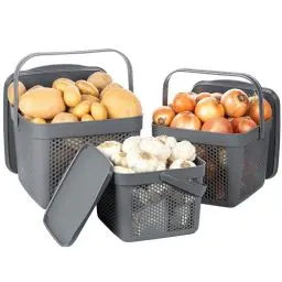 Produktbild: uandu Kartoffel Aufbewahrungsbox Küche 3er Set, Knoblauch Aufbewahrung, Kartoffelbox, Kartoffelkiste, Zwiebelbox, Regal Korb, Aufbewahrungskorb für Bad, Vorratskorb, Korb für Spielzeug