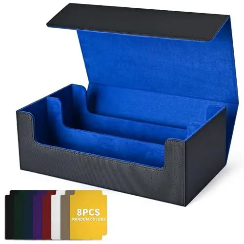 Produktbild: UAONO Card Storage Box for Trading Cards, 1200+ PU Leather Commander Card Deck Case, Magnetic Closure Card Holder Fits for Magic Game Cards (Black&Blue)