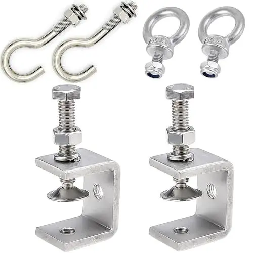 Produktbild: UAPPO Edelstahl C-Zwingen 6 Stück C Klemme mit Edelstahl Haken und Ringschrauben Kieferöffnungen 30mm Fixierzange Einstellbar Klemmbereich ist 0-25mm mit für Holzarbeiten und Tischlerei