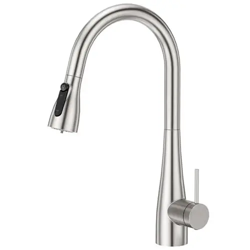 Produktbild: ubeegol Wasserhahn Küche Ausziehbar mit 3 Strahlarten Geschirrbrause Spültischarmatur mit Brause 304 Edelstahl Küchenarmatur Hochdruck Mischbatterie 360° Drehbar Einhebelmischer Armatur, Gebürstet
