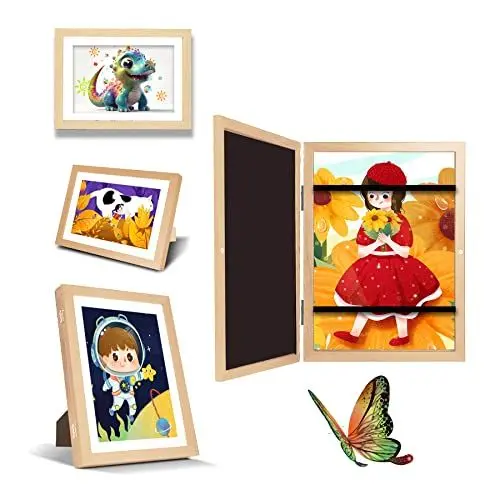 Produktbild: UBeesize 24,1 x 33 cm Kinder-Kunstrahmen – A4 Kunst-Display Kinder Kunstrahmen mit Frontöffnung für 50 Bilder – Wechsel-Bilderdisplay 21,6 x 28,9 cm ohne Matte und 15,4 x 24,6 cm mit Matte –