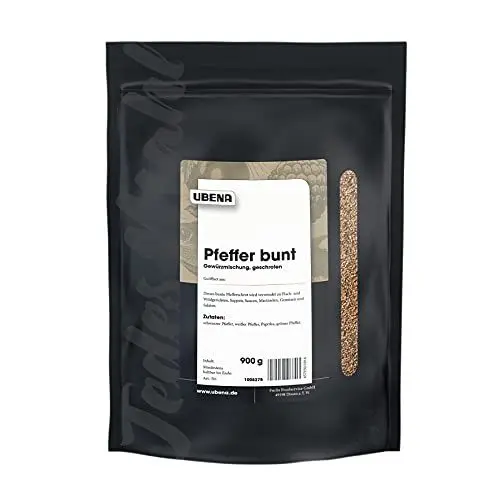 Produktbild: UBENA Pfeffer bunt geschrotet im wiederverschließbaren Vorratsbeutel, 1er Pack (1 x 900 g)