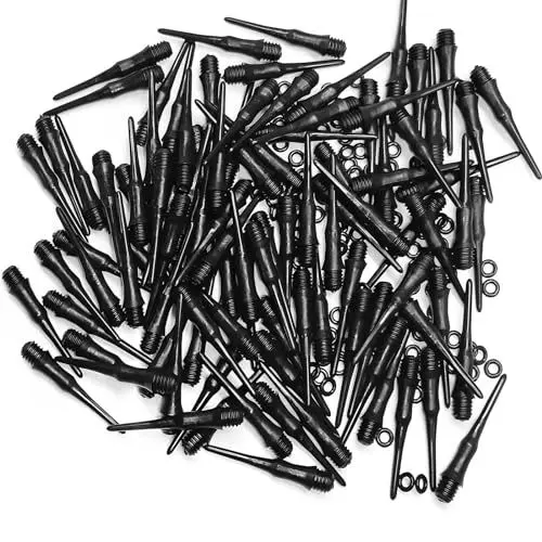 Produktbild: UBERMing Dartspitzen Kunststoff 100 Stück, Langlebig Softdart Spitzen mit 2BA Gewinde für Dartpfeile Umrüsten Softdart, mit 100 STK Dart Gummiringe, Dart Zubehör Tool