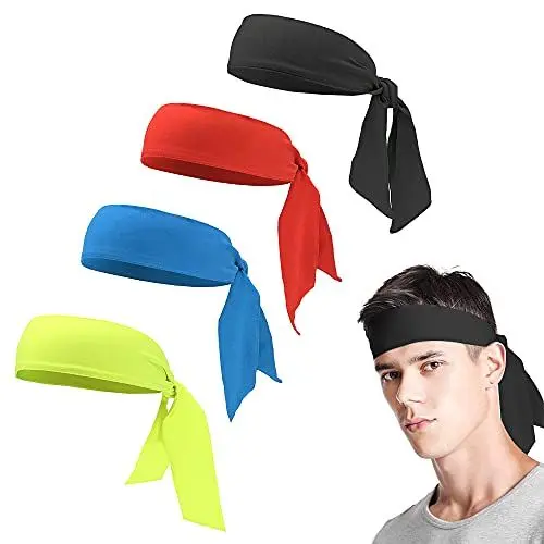 Produktbild: UBERMing Sport Stirnband für Herren Damen 4 Stück 110cm Unisex Haarband Elastisches Stirnband für Jogging Laufen Wandern Fahrrad- und Motorrad Fahren