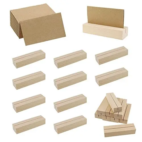 Produktbild: UBERMing Tischkartenhalter 10 Stück Holz Kartenhalter Platzkartenhalter Menükartenhalter Postkartenhalter mit Kraftkarte für Restaurants Hochzeiten Bankette und Partys Fotoständer