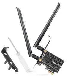Produktbild: Ubit WLAN Karte, Intel Dreiband Bis zu 5400Mbit/s WLAN Karte mit Bluetooth 5.2 6GHz / 5GHz / 2.4GHz PCIe, MU-MIMO, OFDMA, Extrem Low Latency Unterstützung Win10 / 11