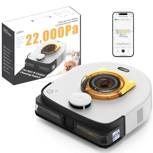 Produktbild: UBPET 22.000 Pa Saugkraft Saugroboter für Tierhaare, Staubsauger Roboter mit Zyklon Technologie, Automatischer Roboterstaubsauger mit LiDAR-Navigation, Wi-Fi/App Steuerung, Selbstaufladend (V10)