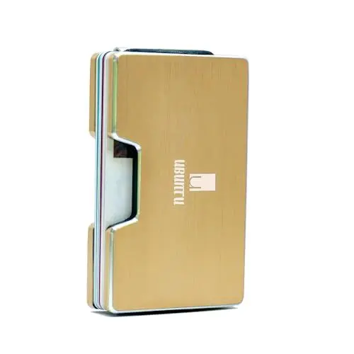 Produktbild: UBUNTU - Slim Wallet mit RFID-Schutz, für Damen & Herren, Mini Geldbörse aus Aluminium mit 2 Geldklammern, Kreditkartenetui/Kartenhalter für bis zu 25 Karten
