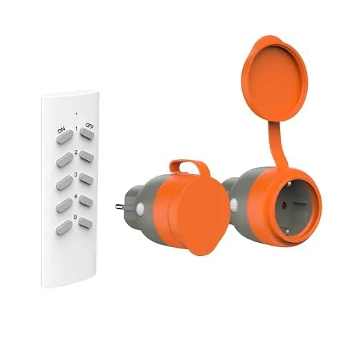 Produktbild: UCOMEN Funksteckdosen mit Fernbedienung Outdoor, TÜV-zertifiziert, funkstecker außen, Programmierbar Funkschalter Set für Hinterhof oder Garten,16A/3680W, 2 Pack