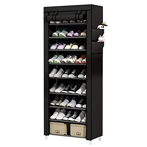 Produktbild: UDEAR 10-Tier Schuhschrank Schuhregal Storage Shoe Shelf for 27 Pairs of Shoes Schwarz
