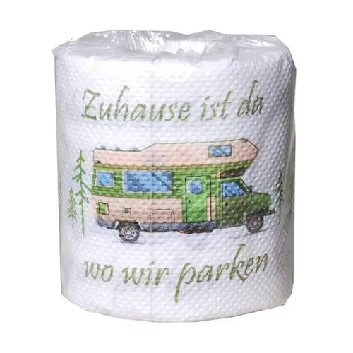 Produktbild: Udo Schmidt 10843 - Toilettenpapier Camping - Motiv: Wohnwagen - ca. 25 m auf Rolle - Breite: 10 cm - 15 m lang - 7 cm breit