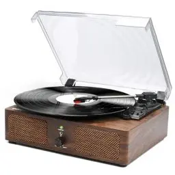 Produktbild: Udreamer Schallplattenspieler, Plattenspieler mit integrierten Lautsprechern und Bluetooth Riemenantrieb, Vintage-Phonograph mit 3 Geschwindigkeiten für Musikgenuss und Heimdekoration Kaffee