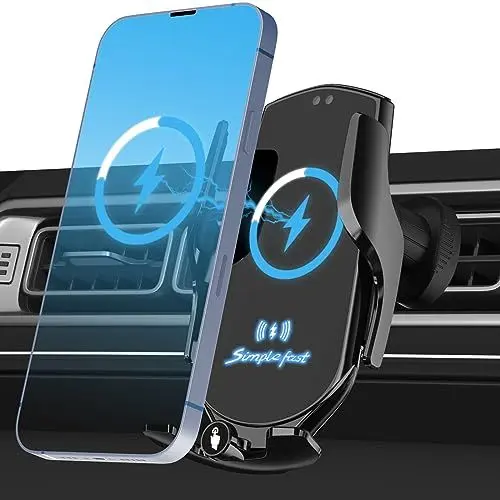 Produktbild: UEASE 15W Handyhalterung Auto mit Ladefunktion, Automatische Klemmung Qi Induktive Ladestation Auto Kfz Ladegerät Zubehör Fast Wireless Charger Car für iPhone Samsung LG