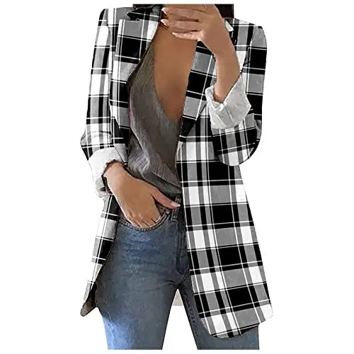 Produktbild: Übergangsjacke Damen Elegant Blazerkleid Damen Blazer Gelb Damen Grüne Jacke Damen Cordmantel Long Blazer für Damen Übergroße Blazer Blau Damen Elegant Mantel Damen Frühjahr Schwarz L